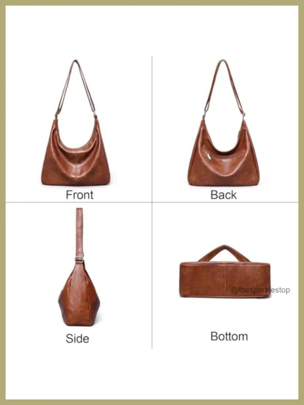 Vegan Leather Slouchy Hobo Bag Women Shoulder Crossbody Tote Adjustable Strap
